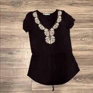 Embroidered Black Top